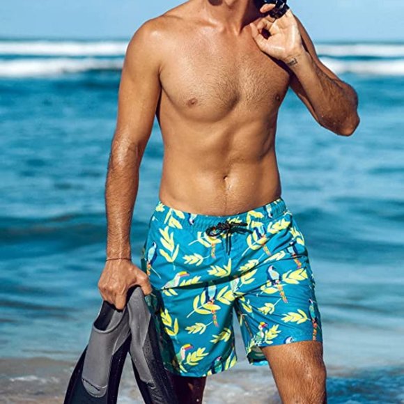 Men's Swimming Trunks with Comfortable Mesh Lining Drawstring Board Shorts NWT - Picture 4 of 6